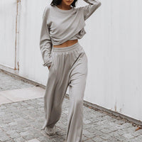 Stylish Loungewear Set | Cozy Home Suit For Women-Light Gray-S-State of Style