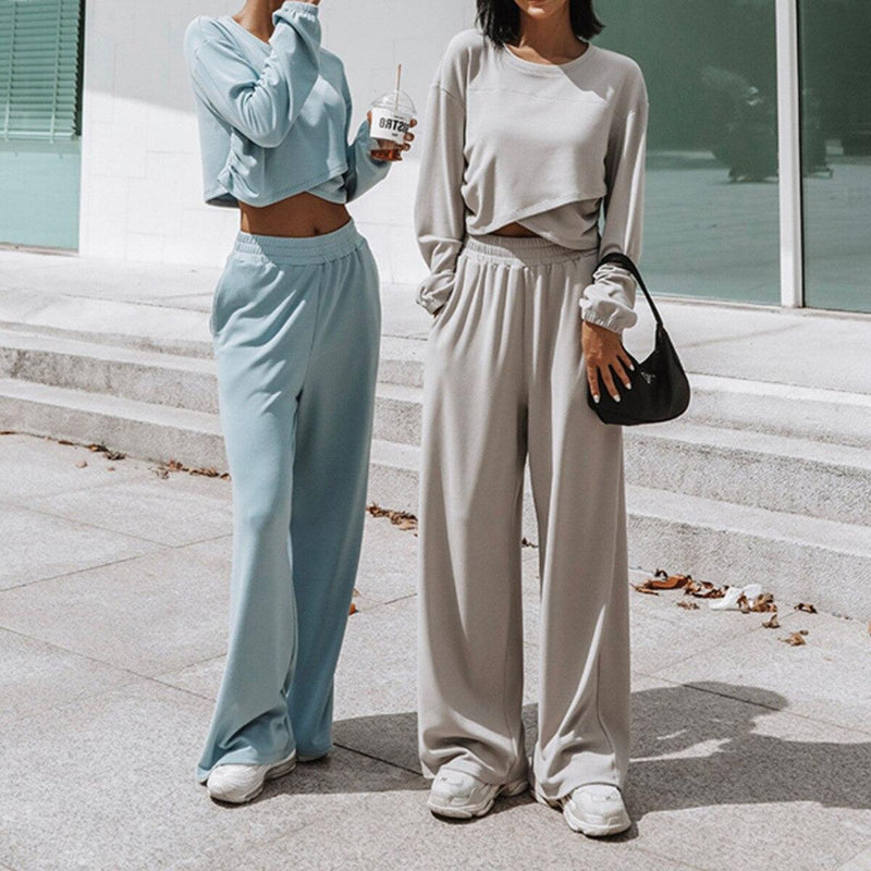 Stylish Loungewear Set | Cozy Home Suit For Women-Light Gray-S-State of Style