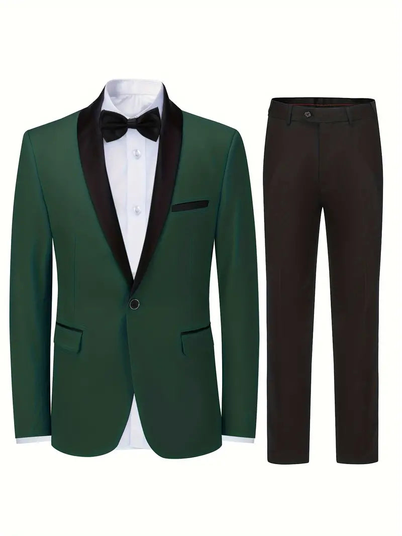 Stylish Luxe Men's Suit - David-Dark Green-XS-State of Style