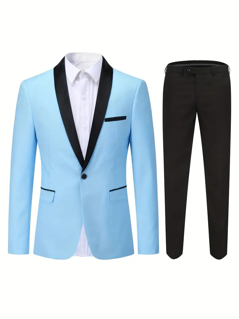 Stylish Luxe Men's Suit - David-Sky Blue-XS-State of Style