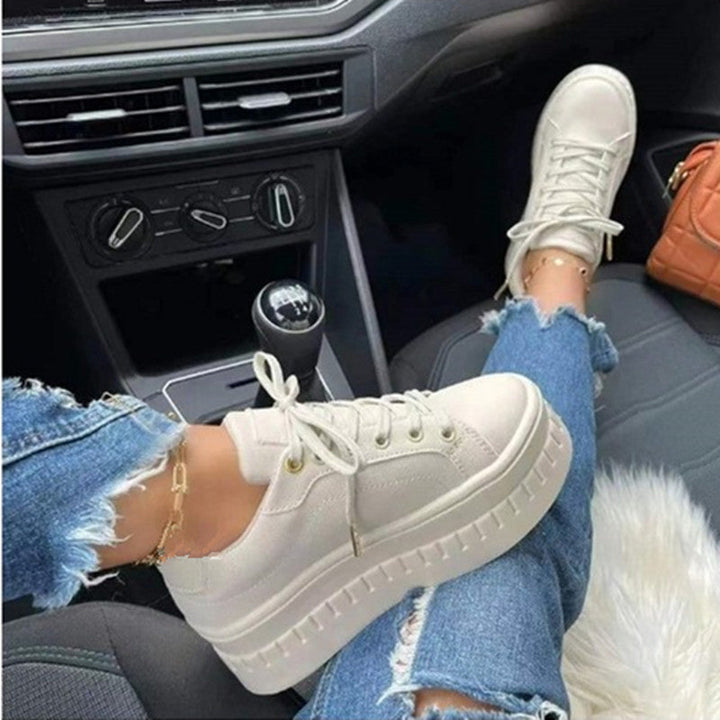 Stylish Luxe Platform Women's Sneakers - Nina-Beige-5-State of Style