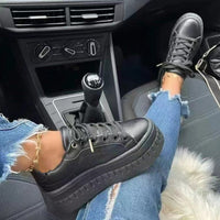 Stylish Luxe Platform Women's Sneakers - Nina-Black-5-State of Style