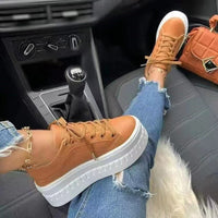 Stylish Luxe Platform Women's Sneakers - Nina-Brown-5-State of Style