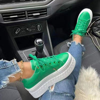 Stylish Luxe Platform Women's Sneakers - Nina-Green-5-State of Style