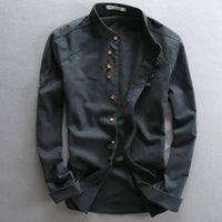 Stylish men's casual shirt with button placket – Benno-Navy blue-S-State of Style