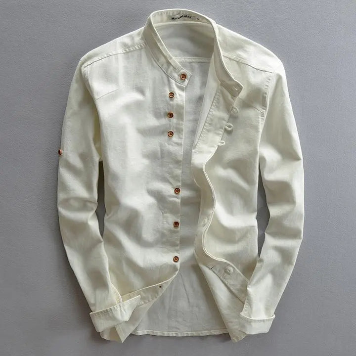 Stylish men's casual shirt with button placket – Benno-White-S-State of Style