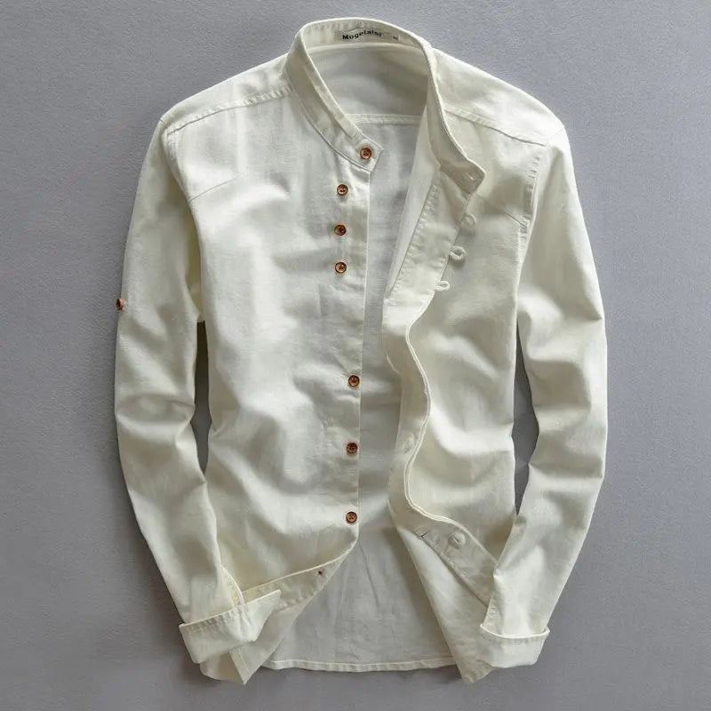 Stylish men's casual shirt with button placket – Benno-White-S-State of Style