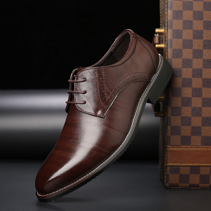 Stylish Men's Lace-up Shoes with Brogue Details - Lennard-Brown-5.5-State of Style
