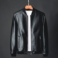 Stylish men's leather jacket made of synthetic leather with precision details – Tarek-Black-XS-State of Style