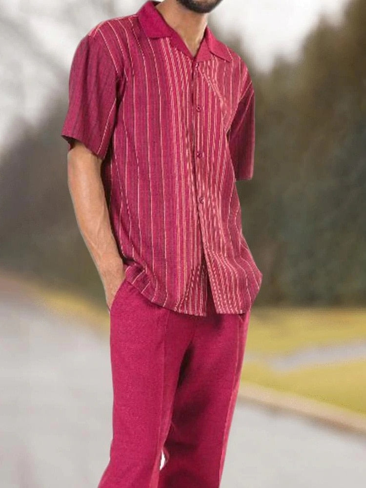 Stylish men's two-piece set for warm days - summer classic-Set H-S-State of Style