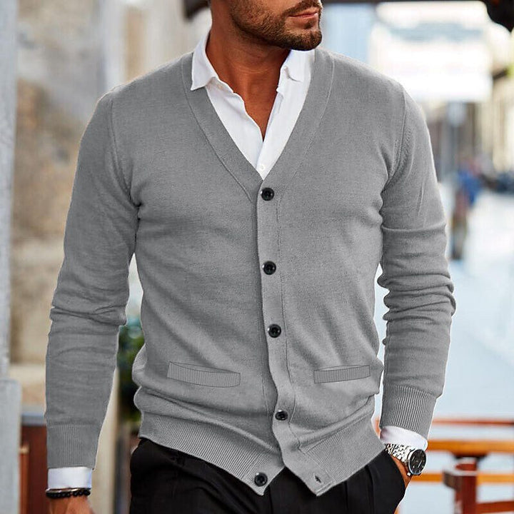Stylish Men’s Vest with V-Neck and Button Closure - Lucas-Dark Red-S-State of Style