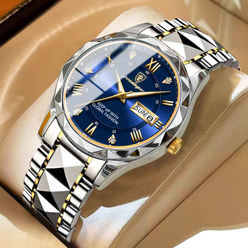Stylish Men's Watch in Stainless Steel - LumiSteel-Gold Blue-State of Style