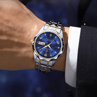 Stylish Men's Watch in Stainless Steel - LumiSteel-Gold Blue-State of Style