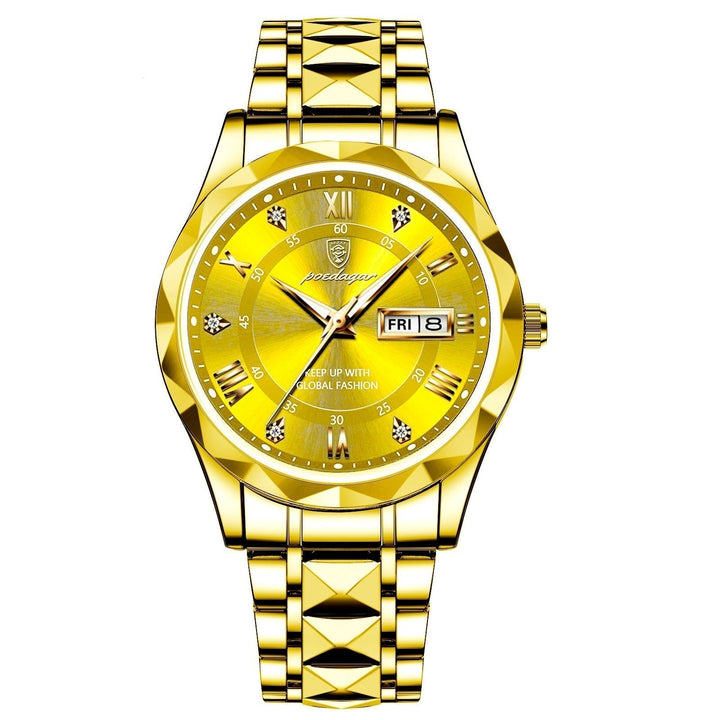 Stylish Men's Watch in Stainless Steel - LumiSteel-Gold Gold-State of Style