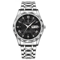 Stylish Men's Watch in Stainless Steel - LumiSteel-Silver Black-State of Style