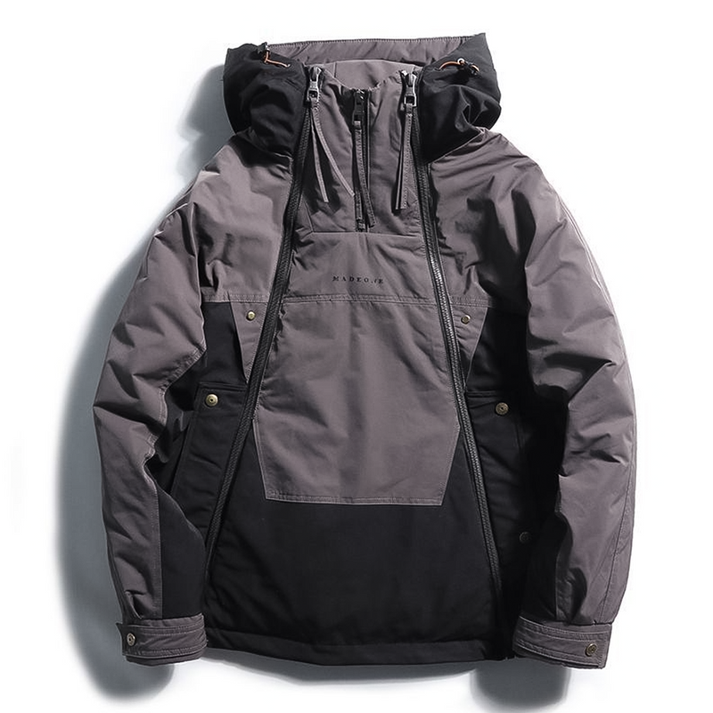 Stylish Men’s Winter Jacket with Dual Zip - NORDON-Grey-S-State of Style