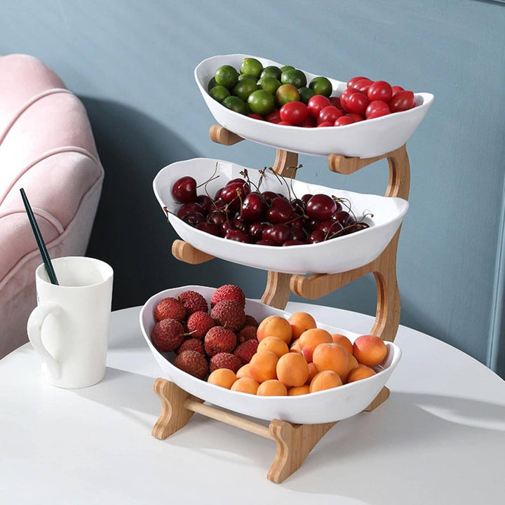 Stylish Metal Fruit Stand with 2 or 3 Tiers – StackFruit-White (2 Layers)-State of Style