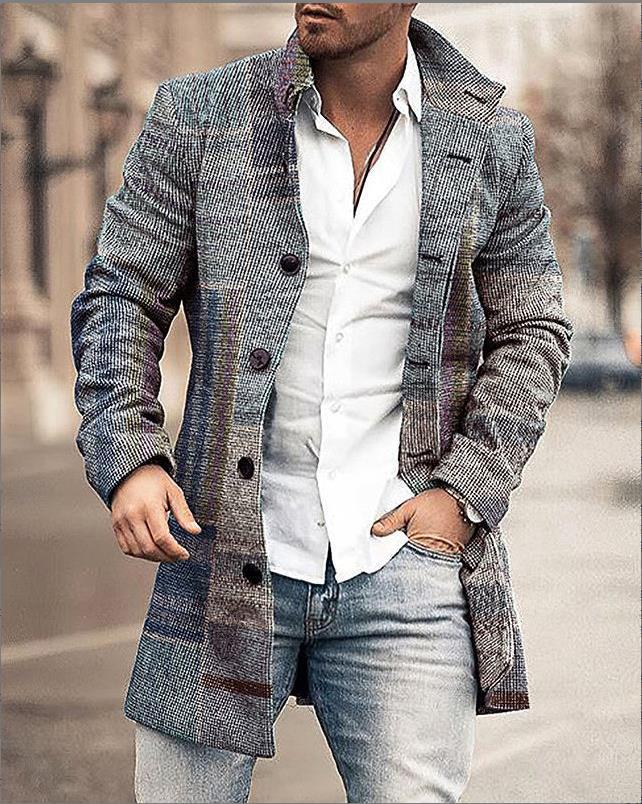 Stylish Mid-Length Checked Men's Coat - Stephen-Light Colour Mix-M-State of Style