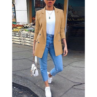 Stylish Mid-Length Women's Blazer - Ava-Brown-S-State of Style