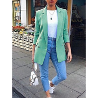 Stylish Mid-Length Women's Blazer - Ava-Light Green-S-State of Style