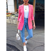 Stylish Mid-Length Women's Blazer - Ava-Pink-S-State of Style