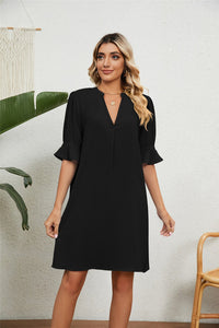 Stylish mini dress with short sleeves and flattering fit – Liora-Black-S-State of Style