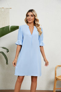 Stylish mini dress with short sleeves and flattering fit – Liora-Light blue-S-State of Style