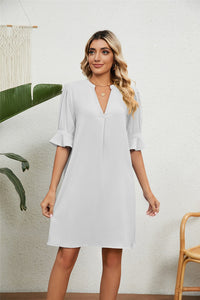 Stylish mini dress with short sleeves and flattering fit – Liora-White-S-State of Style