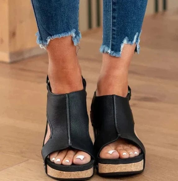 Stylish Orthopedic Women's Wedge Sandals - Lara Wegner-Black-35-State of Style
