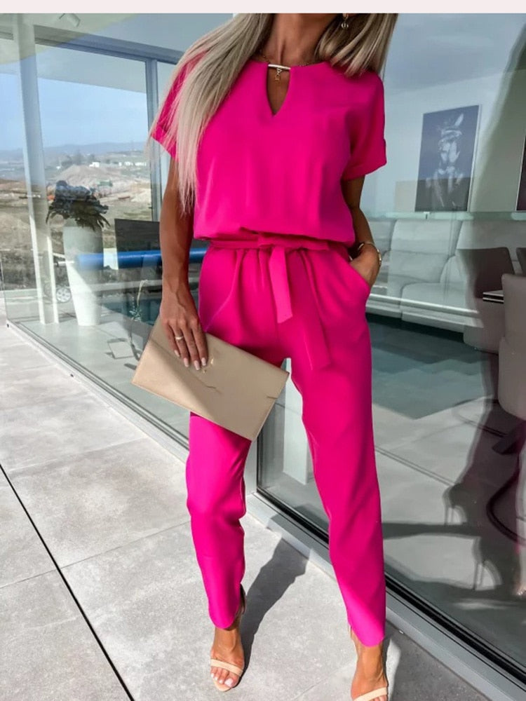 Stylish Patty Jumpsuit - Elise-Bright Pink-S-State of Style