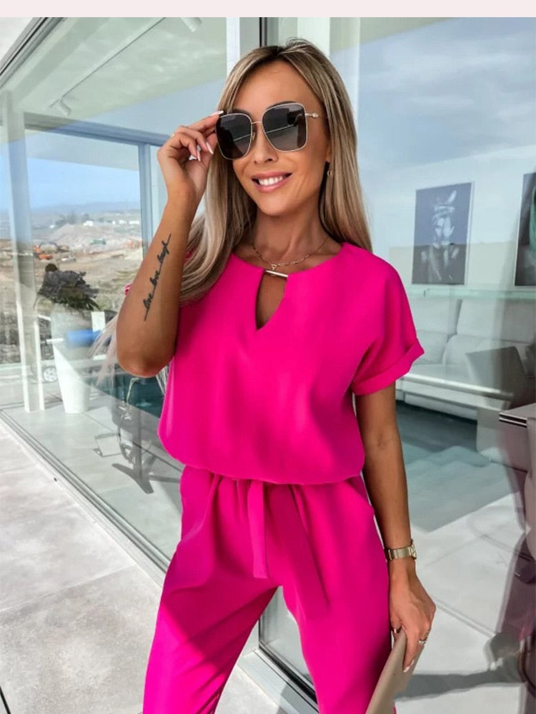 Stylish Patty Jumpsuit - Elise-Bright Pink-S-State of Style