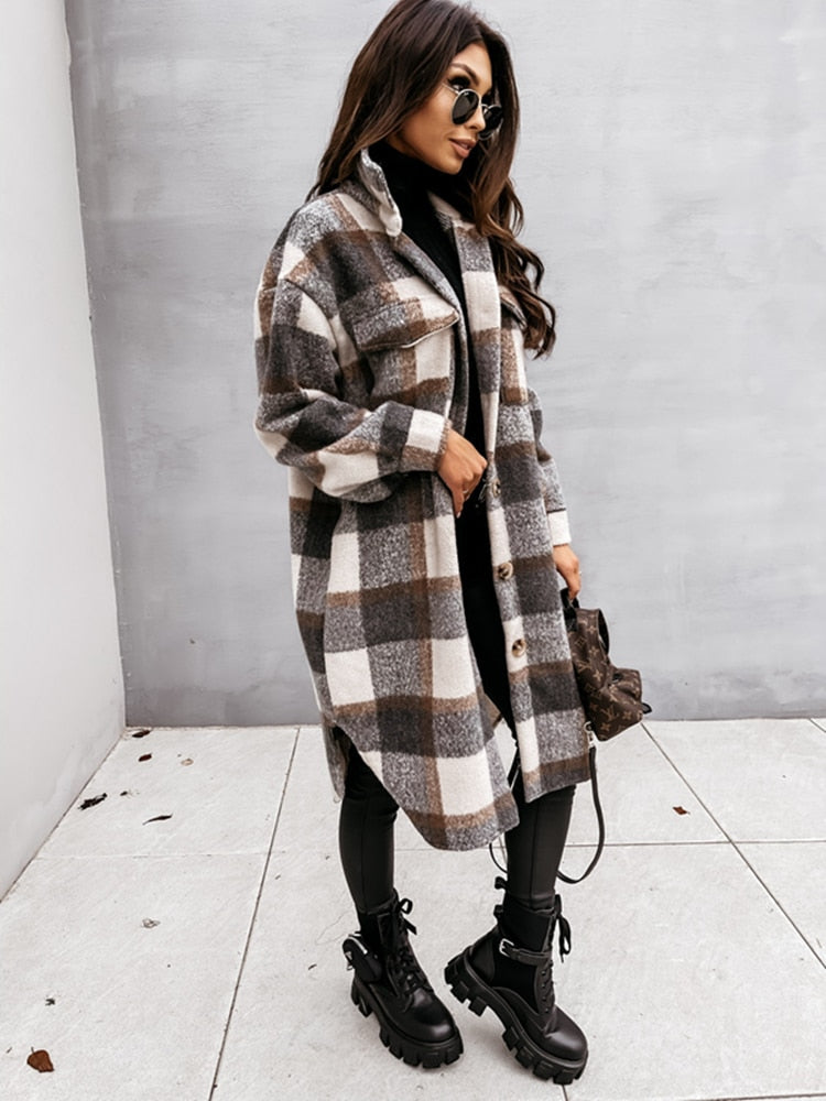 Stylish Plaid Jacket | Nostalgic & Trendy-Brown-S-State of Style