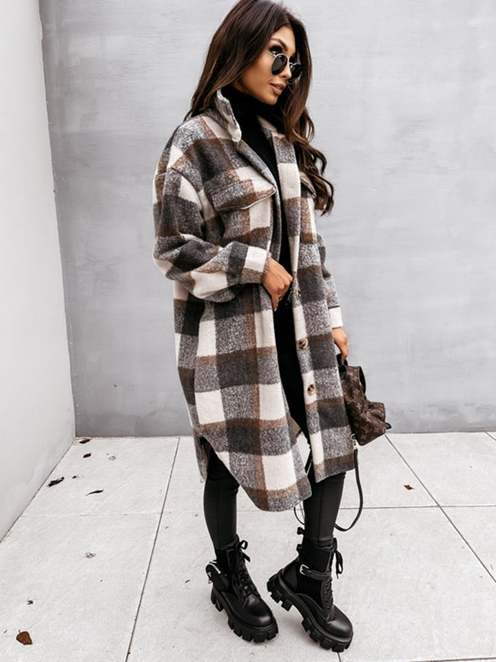 Stylish Plaid Jacket | Nostalgic & Trendy-Brown-S-State of Style