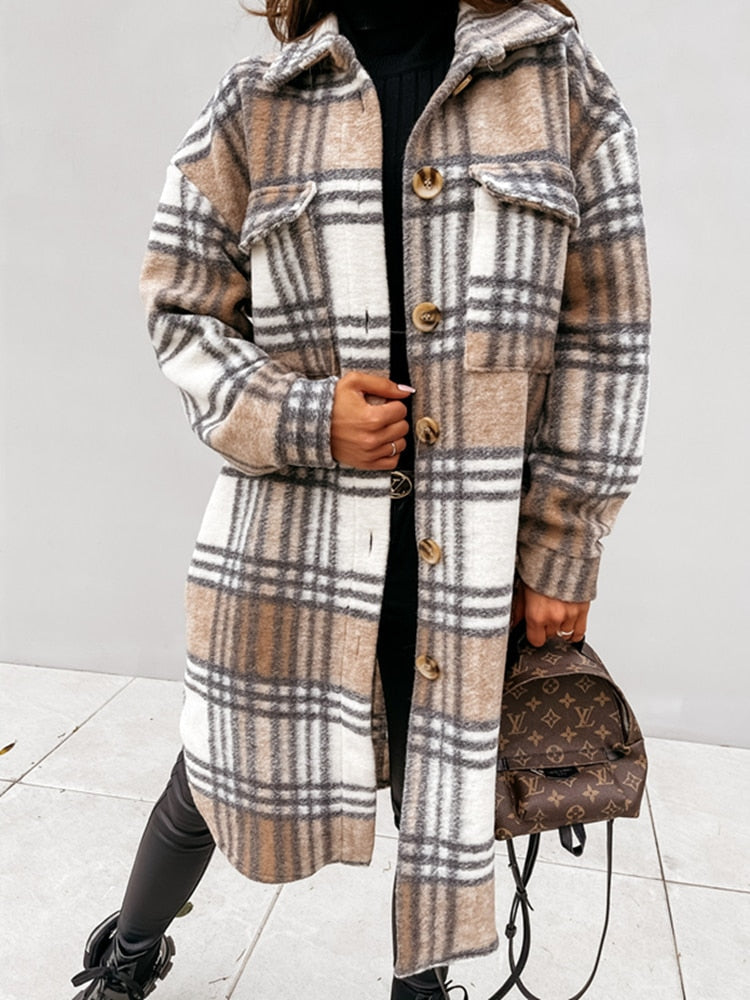 Stylish Plaid Jacket | Nostalgic & Trendy-Brown-S-State of Style