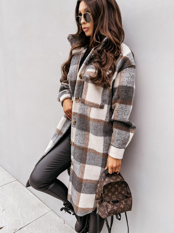 Stylish Plaid Jacket | Nostalgic & Trendy-Gray-S-State of Style