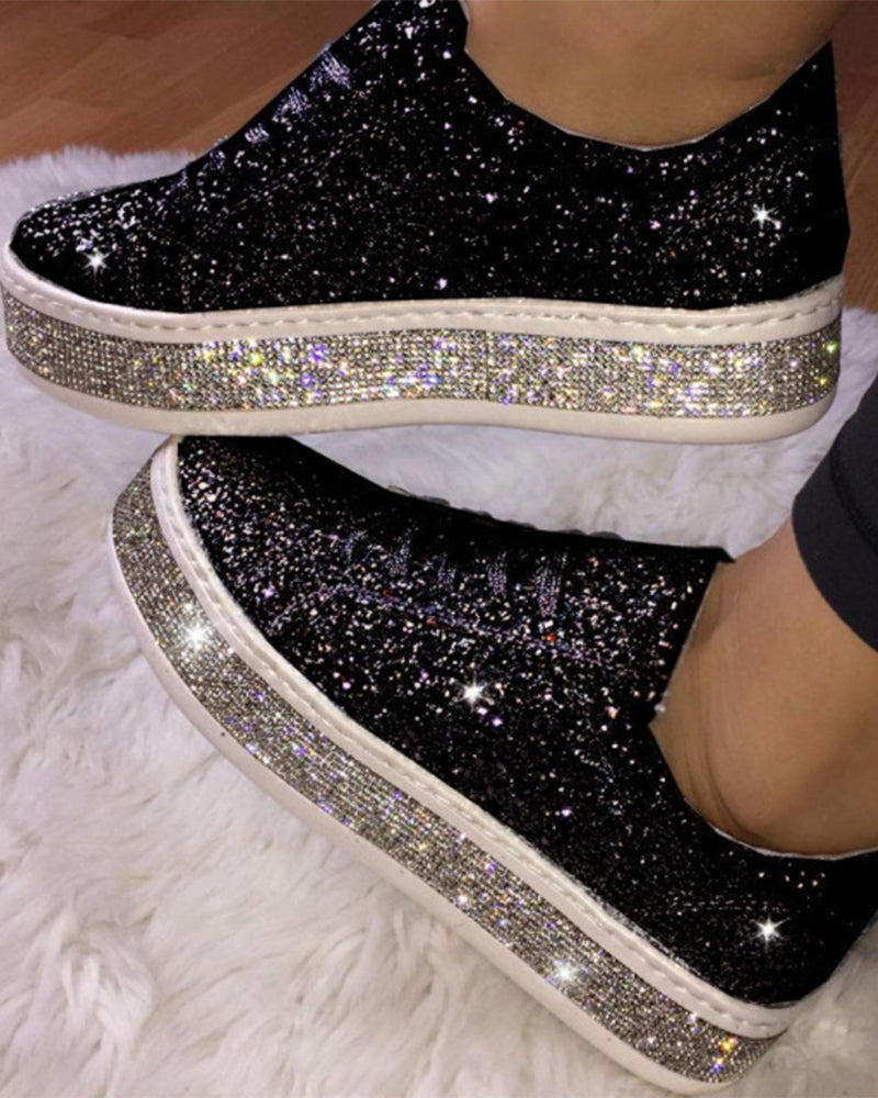 Stylish Platform Glitter Ladies Sneakers - Sienna-Black-4-State of Style