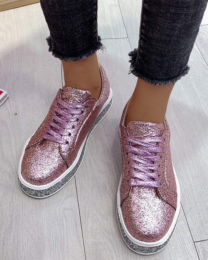 Stylish Platform Glitter Ladies Sneakers - Sienna-Pink-4-State of Style