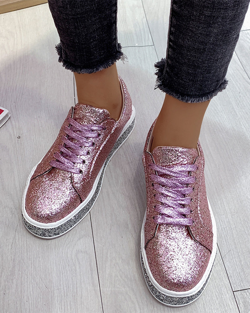 Stylish Platform Glitter Ladies Sneakers - Sienna-Pink-4-State of Style