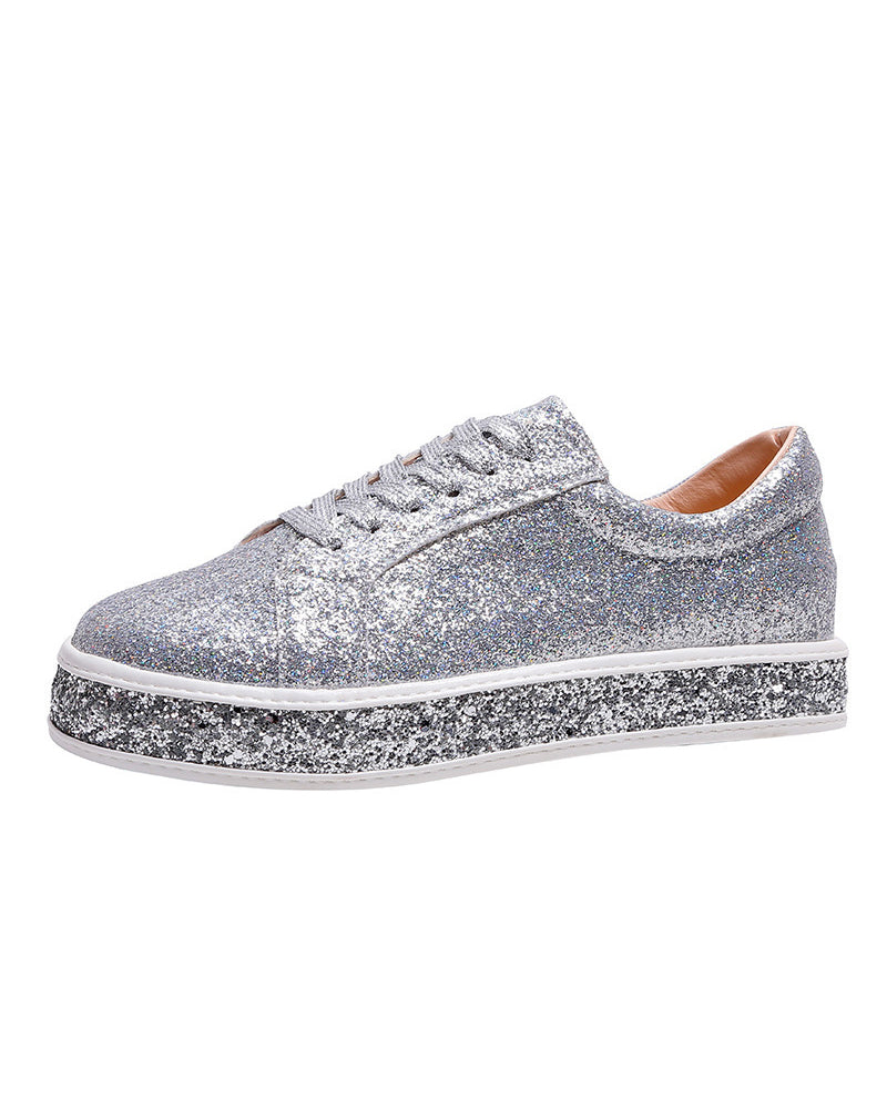 Stylish Platform Glitter Ladies Sneakers - Sienna-Silver-4-State of Style