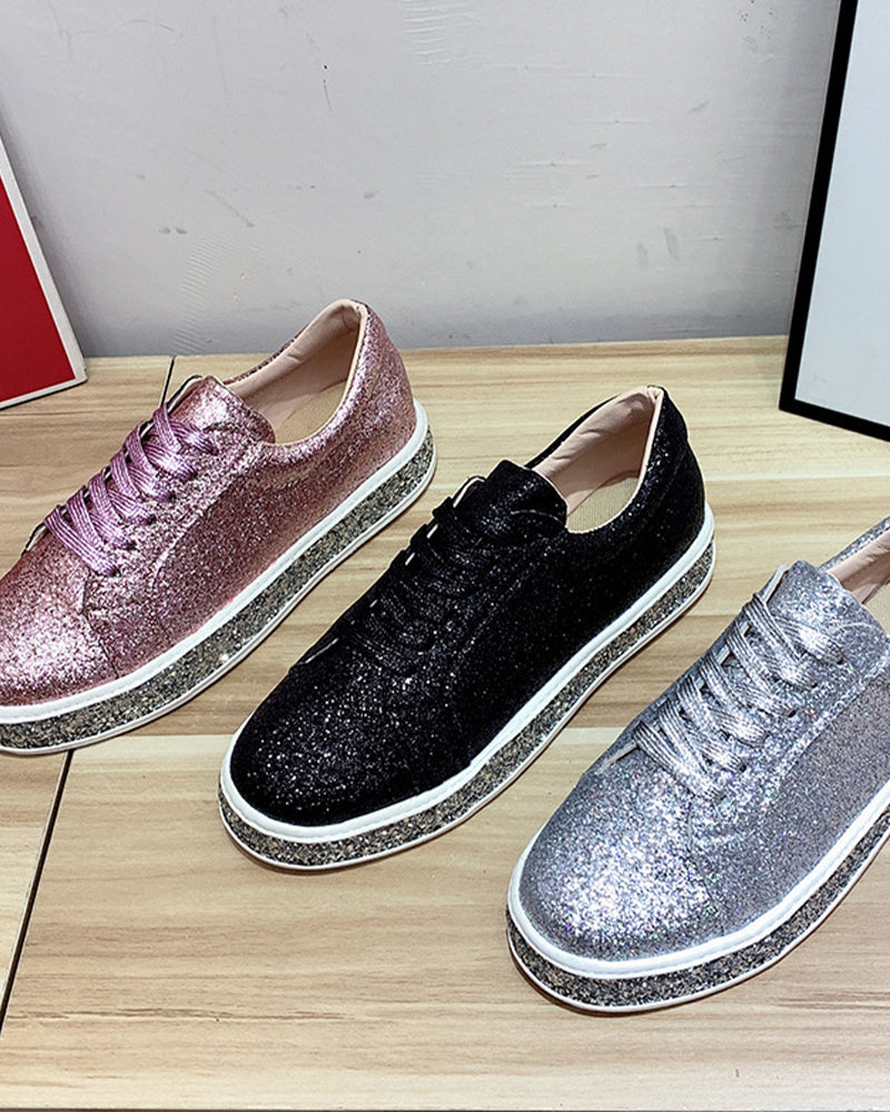 Stylish Platform Glitter Ladies Sneakers - Sienna-Silver-4-State of Style