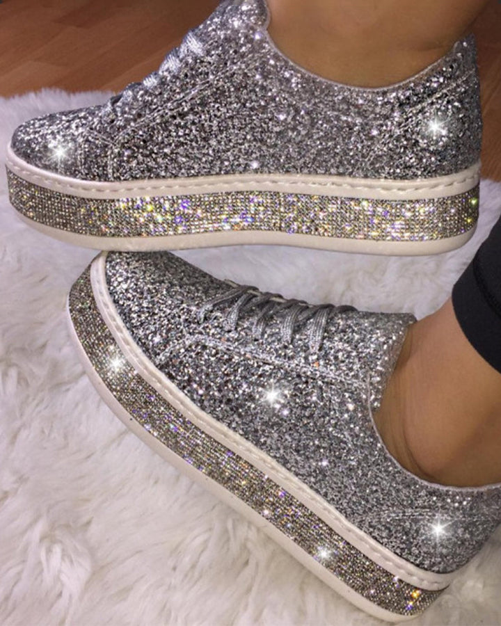 Stylish Platform Glitter Ladies Sneakers - Sienna-Silver-4-State of Style