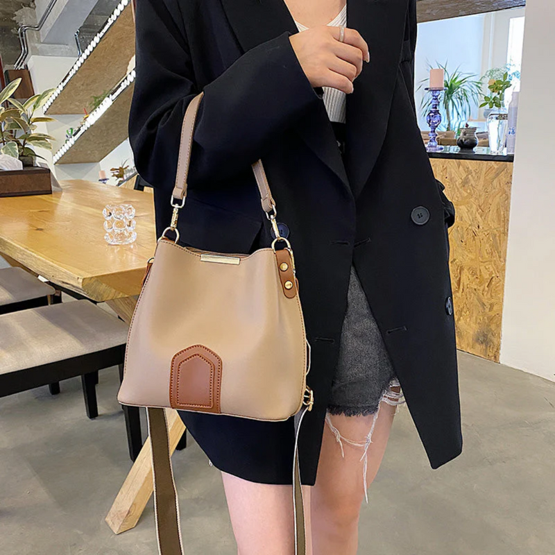 Stylish Premium Leather Shoulder Bag - BellaViva-Khaki-State of Style