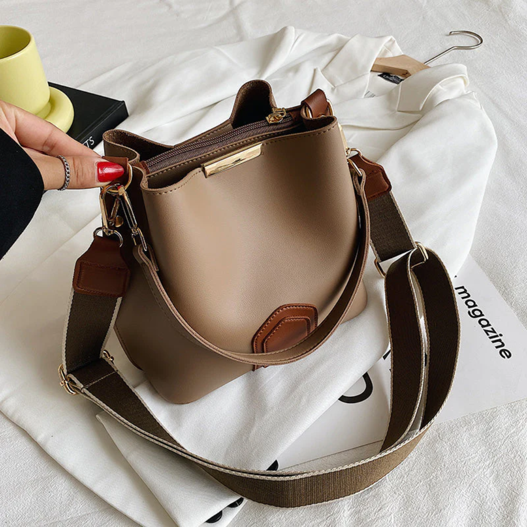Stylish Premium Leather Shoulder Bag - BellaViva-Khaki-State of Style