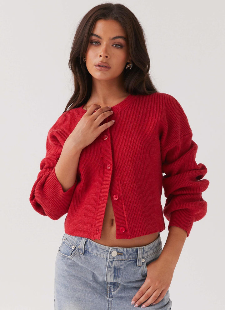 Stylish Red Women's Cardigan - Clarella-XS-State of Style