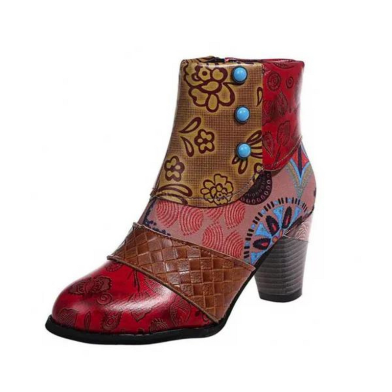 Stylish Retro Leather Ladies Boots - Livia-Red-5-State of Style