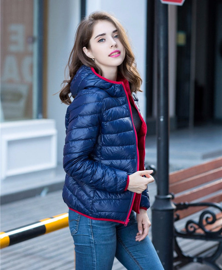 Stylish Reversible Women's Down Jacket - Aurora-Blue-S-State of Style