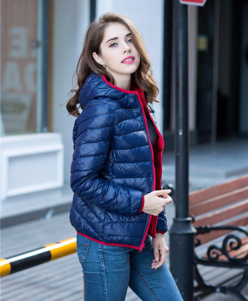 Stylish Reversible Women's Down Jacket - Aurora-Blue-S-State of Style