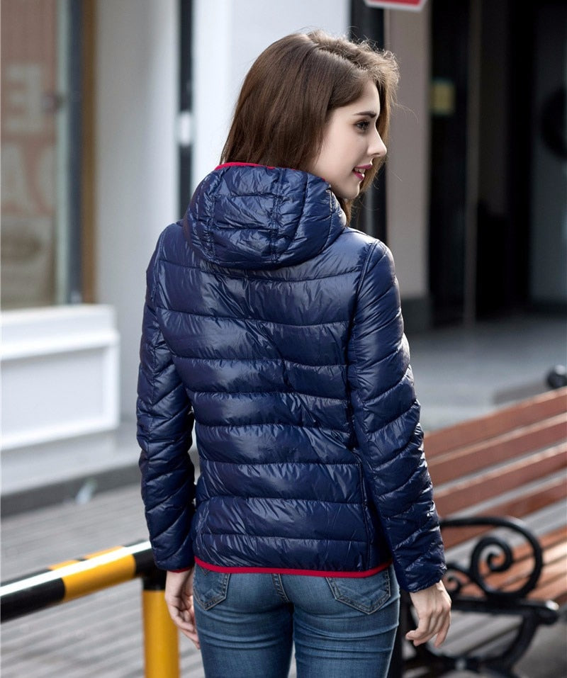Stylish Reversible Women's Down Jacket - Aurora-Blue-S-State of Style