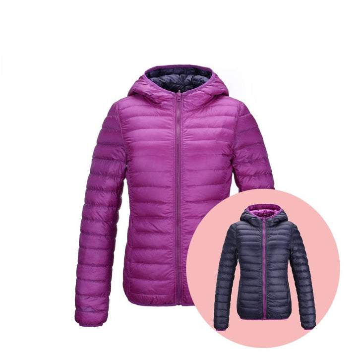 Stylish Reversible Women's Down Jacket - Aurora-Blue-S-State of Style