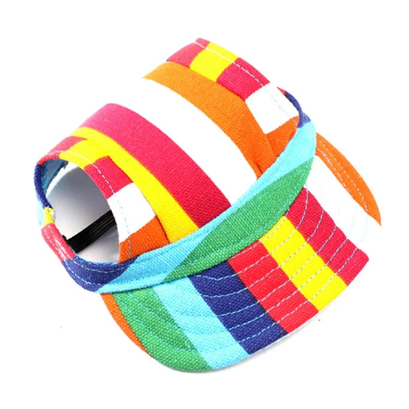 Stylish Round Brim Dog Hat - SunnyPaws-Striped-S-State of Style